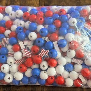 Patriotic Red, White, and Blue Bead chunky jewlery making Set